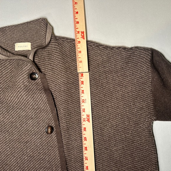 Poetry Cardigan‎ Coat Women's 14 Brown Knit Wool Blend  Coatigan Front Pockets - Picture 11 of 16